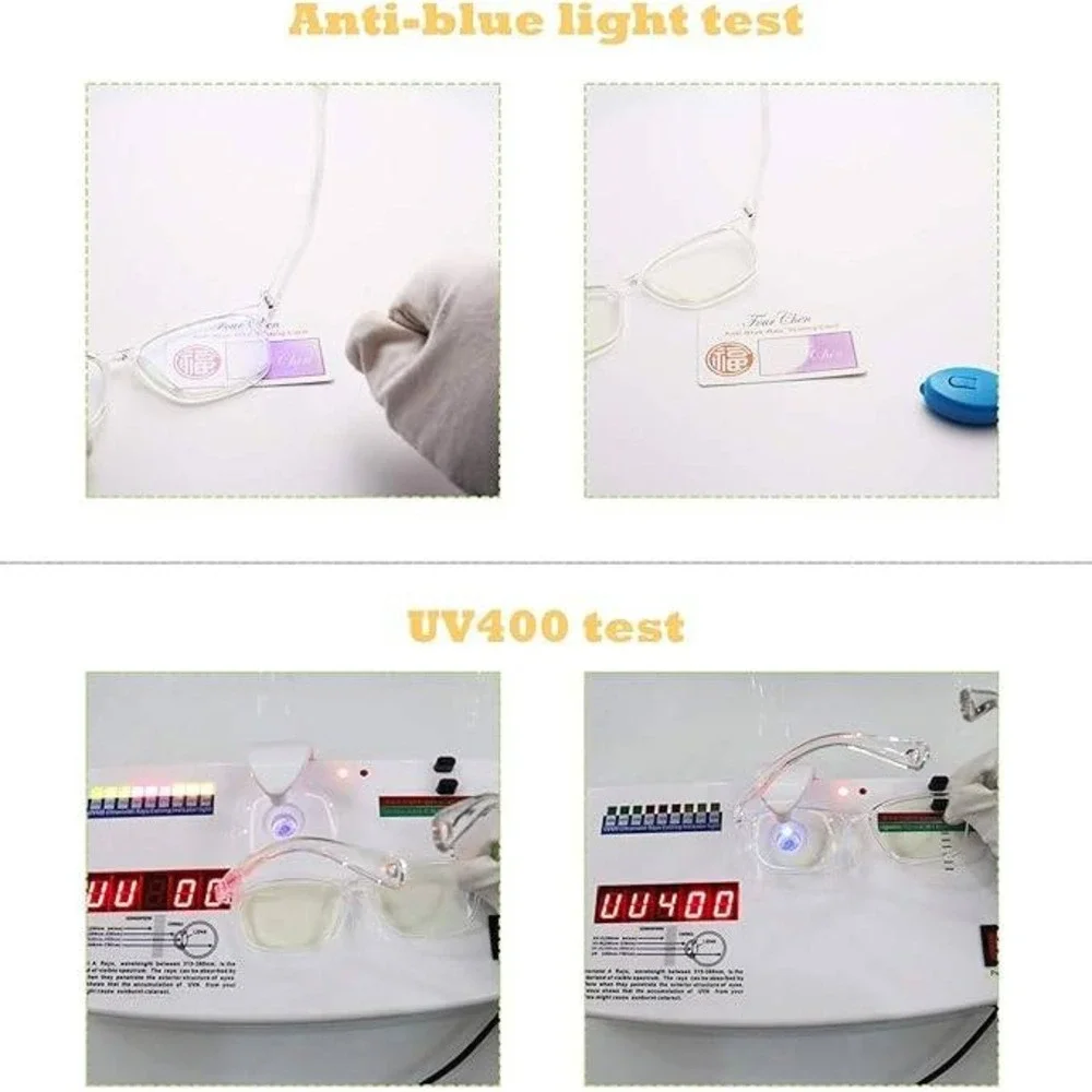 Four Chen‎ Kids Clear Blue Light Blocking Glasses UV400 Square Gaming Eyewear
